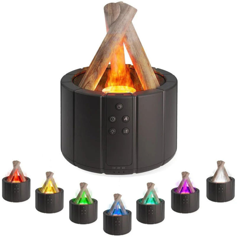 Difusor Umidificador Aromático Fogueira Led Controle Bivolt