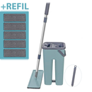 Mop Flat Tira Pó Multiuso Esfregão Com Balde Mopwash + Refil Extra Microfibra *