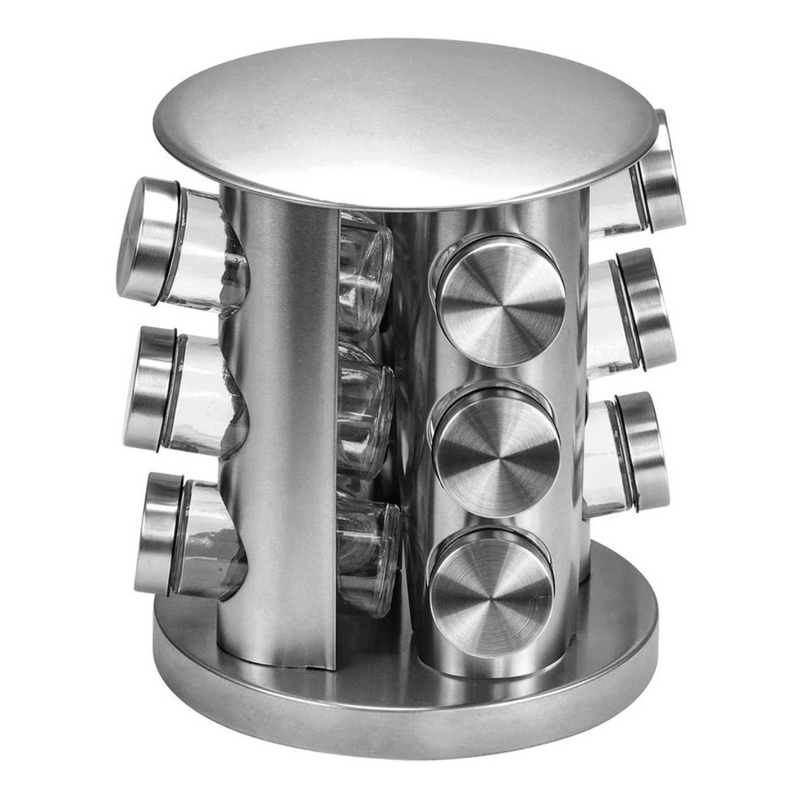 Porta Tempero Condimento Inox Vidro Giratório Cozinha Escolha