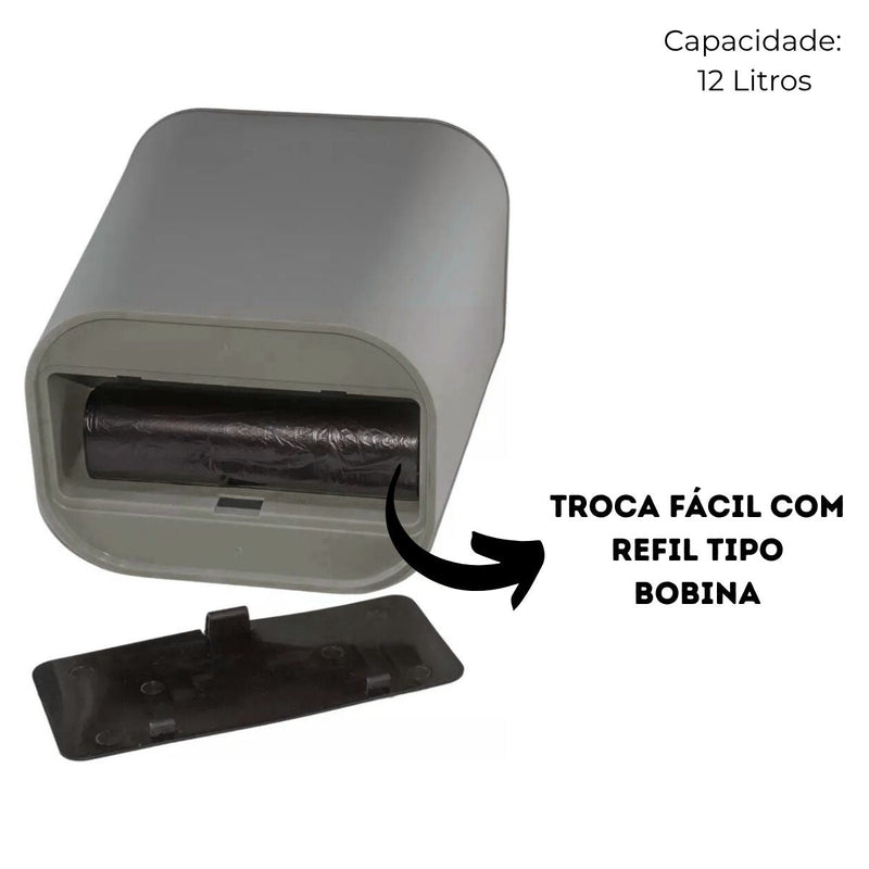 Kit Lixeira Click 12L (com refil) + Saco de Lixo 15L Citronela