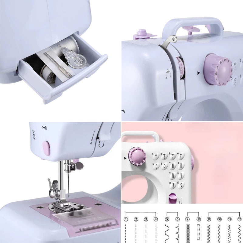 Mini Máquina De Costura Multifuncional Portátil 12 Pontos