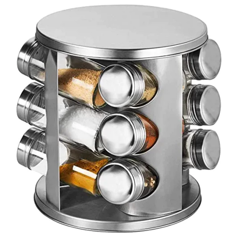 Porta Tempero Condimento Inox Vidro Giratório Cozinha Escolha