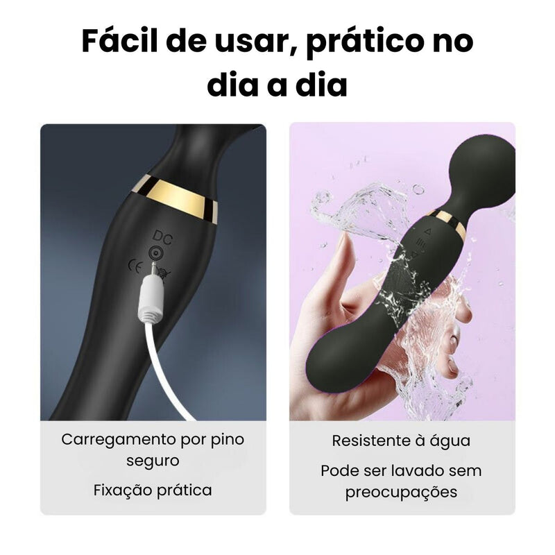 Massageador Portátil à Prova D’Água com 8 Modos de Massagem