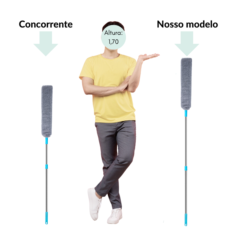 Kit Mop Flat 2 Refis + Espanador Flexível de Microfibra