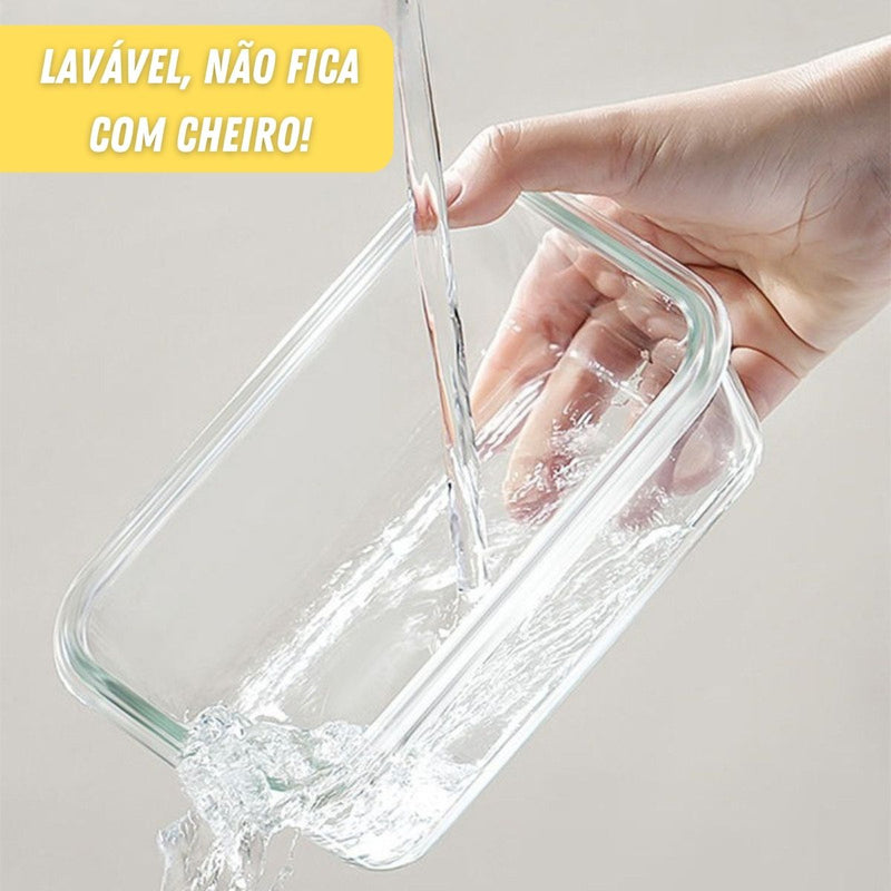 Marmita Hermética de Vidro Micro-ondas e Congelador
