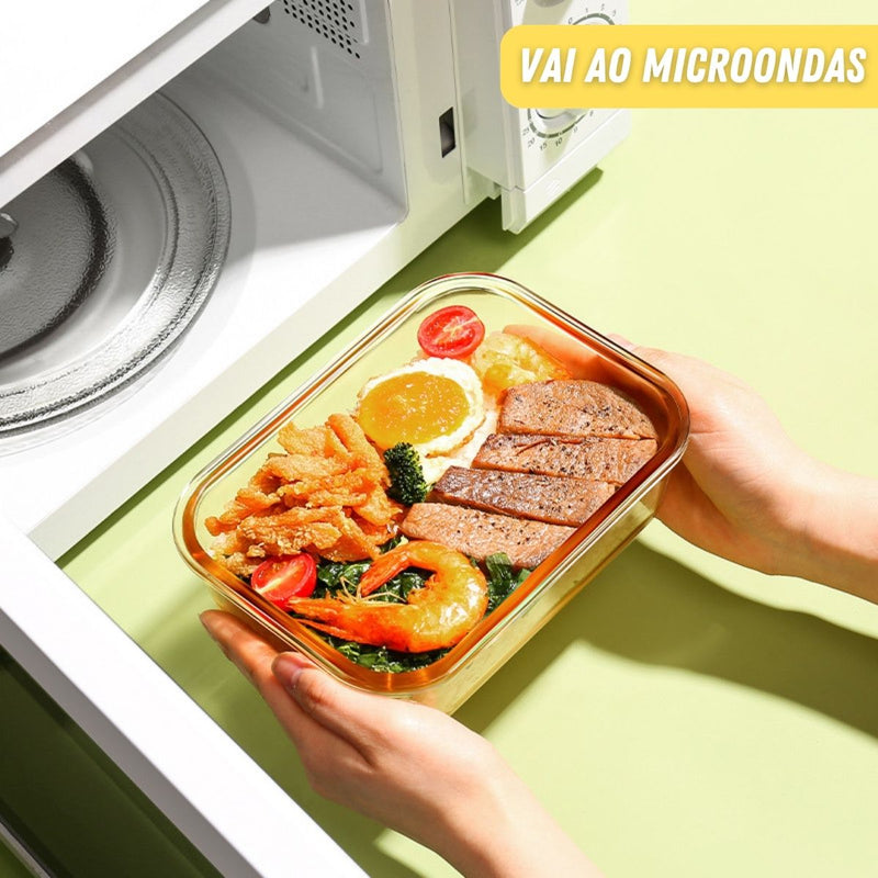 Marmita Hermética de Vidro Micro-ondas e Congelador
