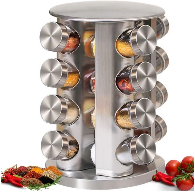 Porta Tempero Condimento Inox Vidro Giratório Cozinha Escolha
