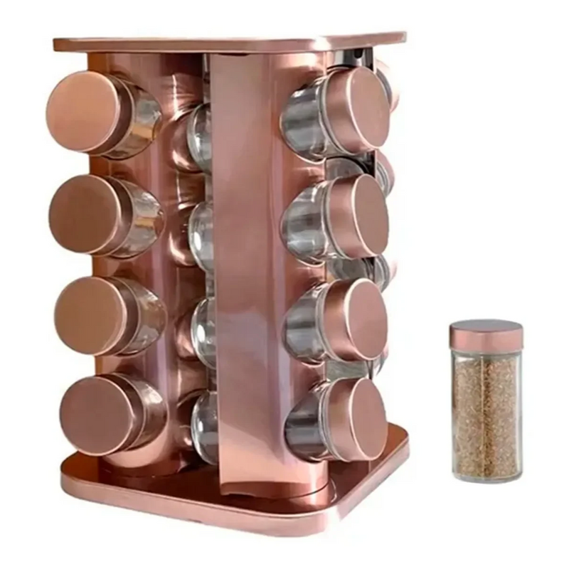 Porta Tempero Condimento Inox Vidro Giratório Cozinha Escolha