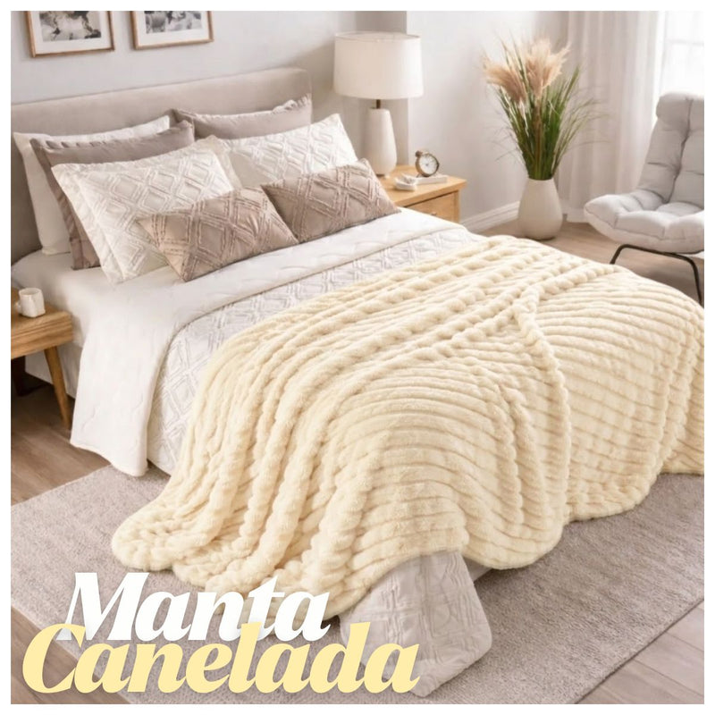 Manta Canelada Soft Casal Cobertor